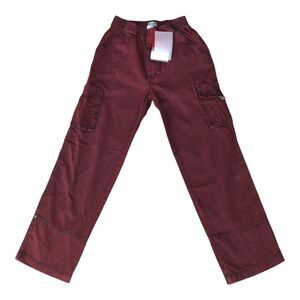 Cargo Pants Boys   Burgundy  4 Pockets Elastic Wa  Cotton  Size 10 New with Tags